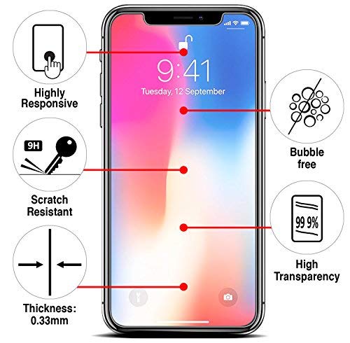 SAMAR - Apple iPhone X Premium Quality [2 in Pack] Tempered Glass Screen Protector - Ultra Lightweight Rounded [Case Friendly] Edge Harder than a knife for iPhone 10 â€“ with Lifetime Replacement