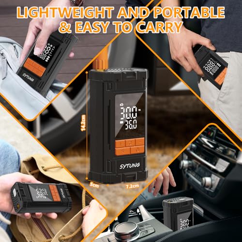 SYTUNG Portable Air Compressor 150PSI Rechargeable Wireless Tire Air Compressor with Digital Display LED Light, for Car Tires and Other Inflatable Products