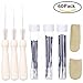 QICI 65 Pieces Wool Felt Tools Including 60 Pieces 3 Sizes Felting Needles with 3 Pieces Clear Bottles and wooden handle and Leather Finger Cot