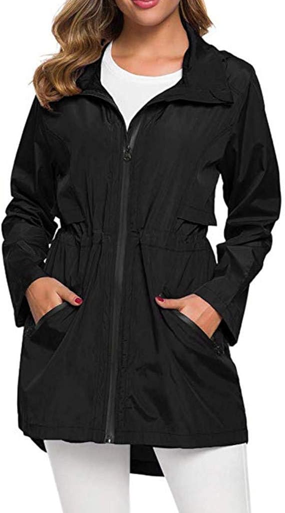 kolila Womens Rain Coat Lightweight Hooded Long Raincoat Outdoor