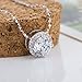 S925 Sterling Silver Pendant Necklace, Round Clear Cubic Zirconia Diamond Jewelry for Women Girl SN001