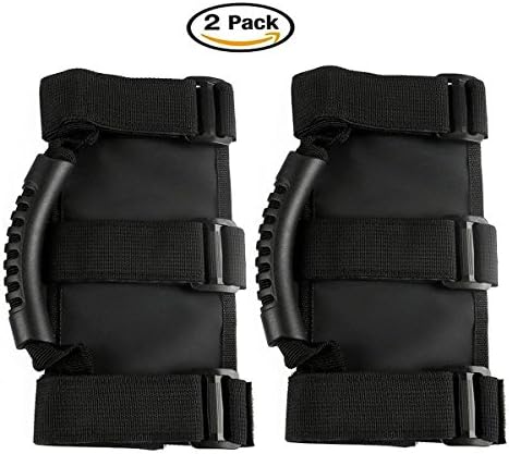 Grab Handle Set for Jeep Wrangler Roll Bars(2 Pack) for Jeep Wrangler Unlimited JK 1995-2016 TJ YJ JKU, Wrangler Accessories (BLACK)