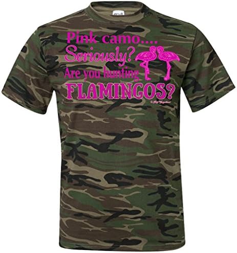 Pink Camo Seriously Are You Hunting Flamingos Tee (Medium)