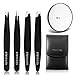 Tweezers Set 4-Piece, ETEREAUTY Eyebrow Tweezers Professional Stainless Steel Tweezers with Travel Case and 10x Magnifying Makeup Mirror