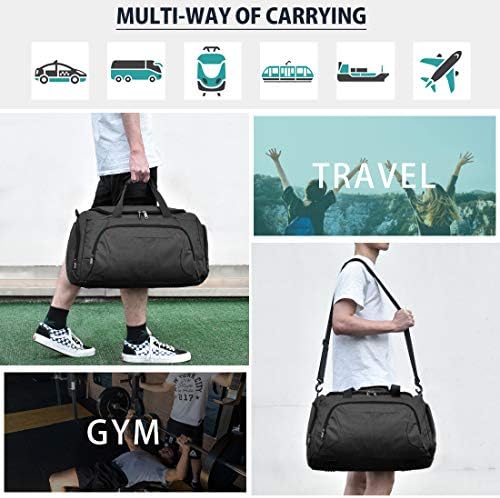 Gym Duffle Bag Waterproof Large Sports Bags Travel Duffel Bags with Shoes Compartment Weekender Overnight Bag Men Women 40L Black 6 Gym Duffle Bag Waterproof Large Sports Bags Travel Duffel Bags with Shoes Compartment Weekender Overnight Bag Men Women 40L Black