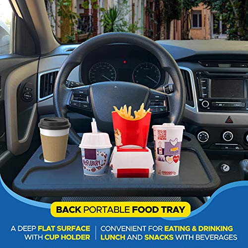 EcoNour 2 in 1 Car Steering Wheel Desk | Steering Wheel Tray for Laptop Car Mount with Pen Holder | Car Food Tray for… - Image 3