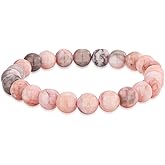 Crystal Vibe Pink Zebra Jasper Bracelet for Balance and Harmony - 8mm Beaded Bracelet for Women Men - Healing Crystal Bracelet - Elastic Adjustable Size