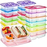 Potchen 17 Pcs 4 Compartment Bento Snack Box and 3