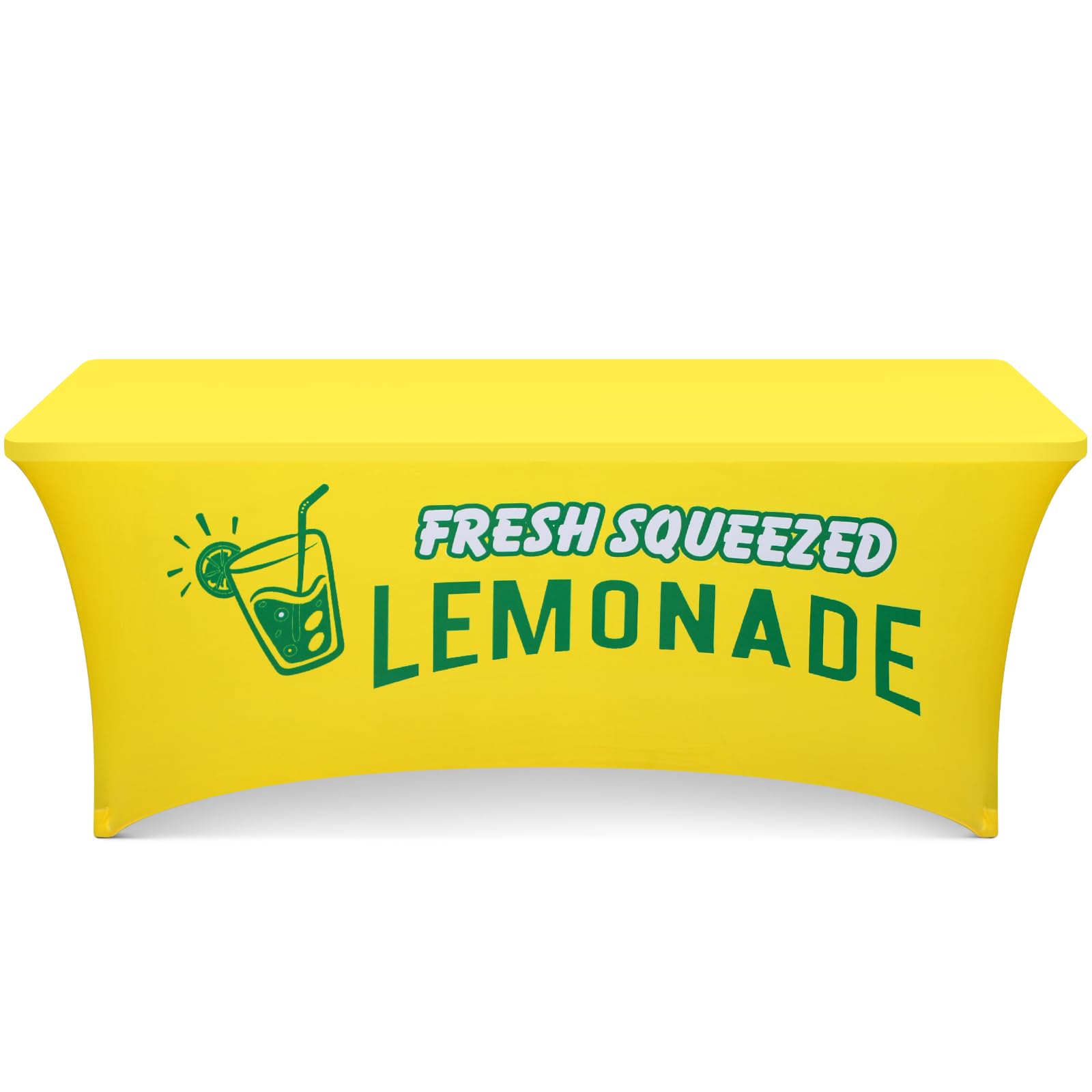 Photo 1 of Oudain 6ft Lemonade Stand Tablecloth Stretch Spandex Table Cover Lemonade Stand Supplies for Standard Folding Tables Summer Party Table Cloths Universal Rectangular Fitted Protector(Yellow)