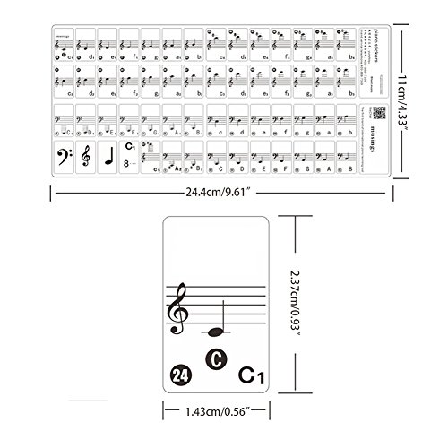 COCODE Piano Key Stickers Removable Keyboard Note Decals for 49 61 76 88 Key Keyboards - Thumbnail 4