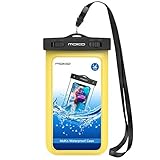 Universal Waterproof Phone Case, MoKo IPX 8 Waterproof Phone Pouch Dry Bag with Armband & Neck Strap for iPhone X/8 Plus/8/7/6S Plus, Samsung Galaxy S9+ / S9, BLU, MOTO - YELLOW