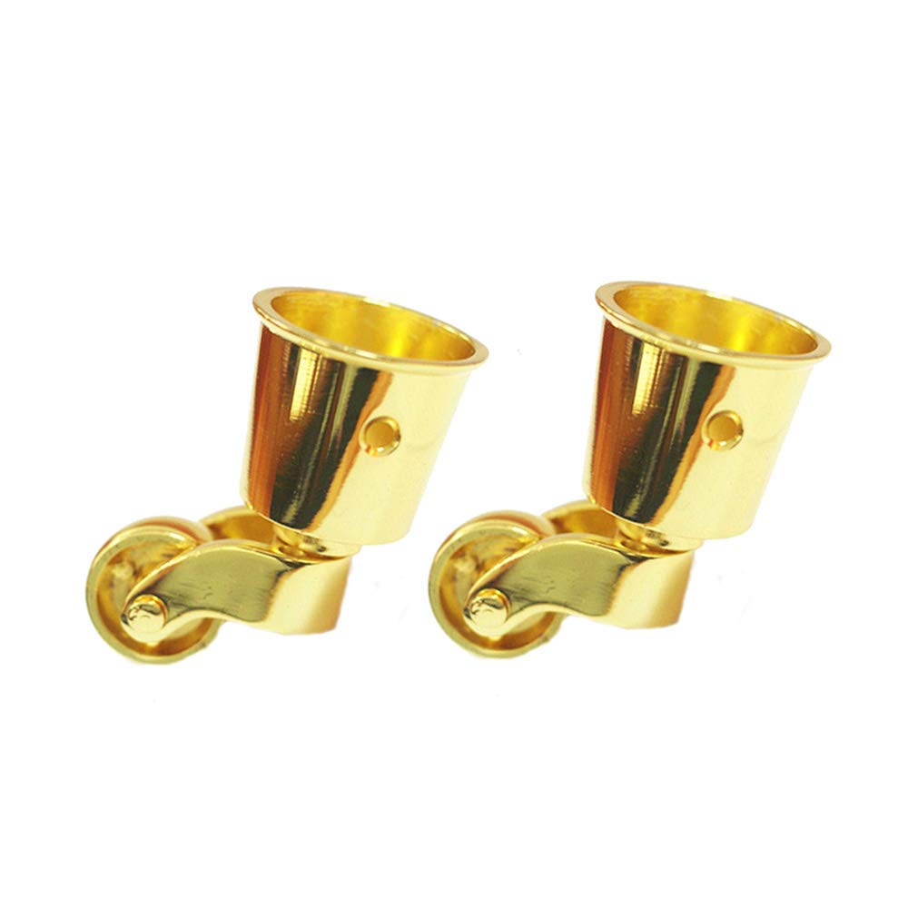 TOOLDO 2PCS Solid Brass Universal Furniture Casters Polished Antique Cup Type High Load Capacity for Furniture Suits Beds Armchairs Gold