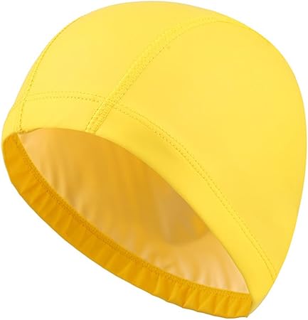 isuper gorro de natacion tela gorro de piscina unisex respirable tela y impermeable pu proteccion de orejas para hombre y mujer amarillo