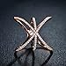 Redbarry Trendy Cross X Shaped Mid Finger Rings with Tiny CZ Paved in 18k Rose Gold Plated, Size 9