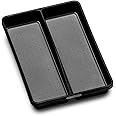 madesmart Premium Antimicrobial Classic Mini Utensil Tray Soft Grip, Non-Slip Kitchen Drawer, Multi-Purpose Home Organization, EPA Certified, 2 Compartments, Carbon
