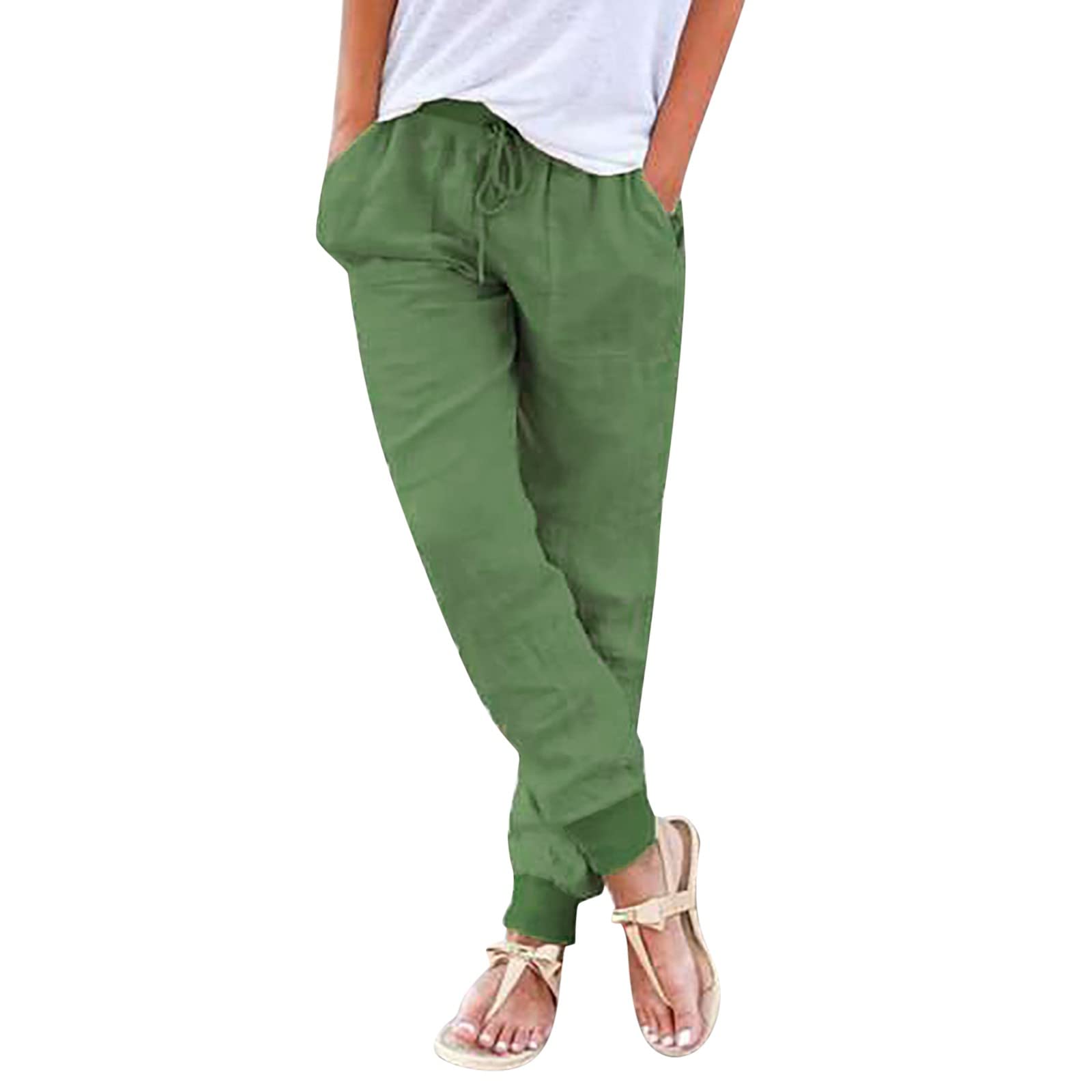 Pants for Women Drawstring Back Elastic Waist