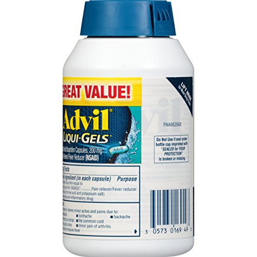 Advil LiquiGels (200 Count) Pain Reliever/Fever Reducer Liquid Filled Capsule, 200mg Ibuprofen