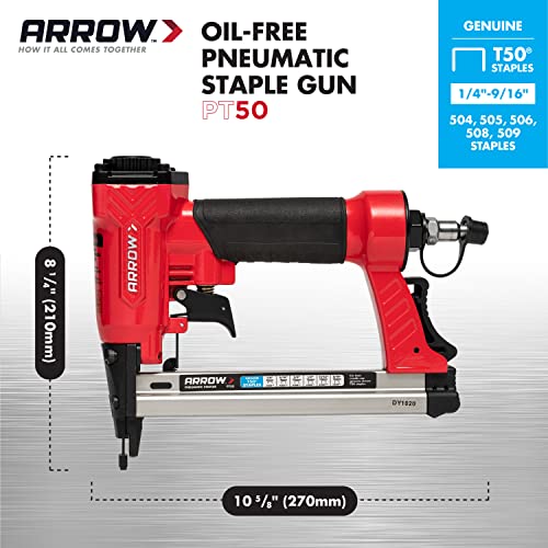 Arrow PT50 OilFree Pneumatic Staple Gun, Professional HeavyDuty
