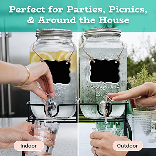 Glass Drink Dispenser for Parties Set of 21 Gallon Glass Jar
