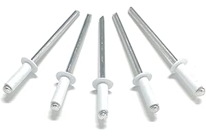 Metal Magery 100 White Aluminum Open End Pop Rivets QTY: 100 (4-4 1/8" x 1/4" (0.188-.250 Inch Grip Range))