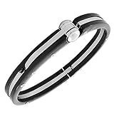 Fashion Alloy Black Silver-Tone Handcuff Mens Bracelet with Clasp