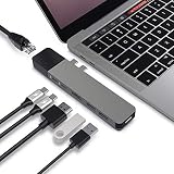 HyperDrive USB C Hub, Sanho Type C Multi-Port Adapter for MacBook Pro/Air 2019 2018, Dual 6in2 Thunderbolt USB-C Dongle w Gigabit Ethernet, 40Gb/s C-USB 100W, 5Gb/s Type-C w 60W PD, 4K HDMI, 2xUSB3.1