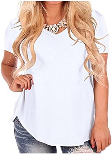 Closhion Womens Summer T Shirts Short Sleeve Casual V Neck Tunics Tee Top