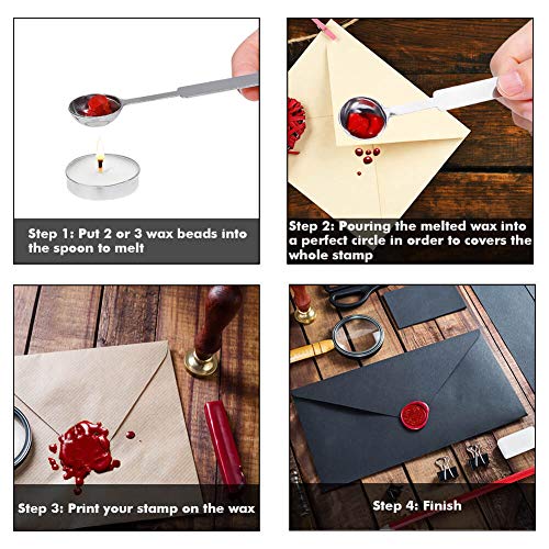 image for Anezus 500Pcs Sealing Wax Beads with 4 Pcs Tea Candles and 1 Pcs Wax M