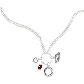Arkansas Razorbacks Lucy Necklace with Heart Team Color Crystal Bead Accent Charms Officially Licensed Jewelry Fan UA
