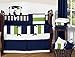 Sweet Jojo Designs Navy Blue Green White Accent Floor Rug for Stripe Kids Teen Bedding Collection