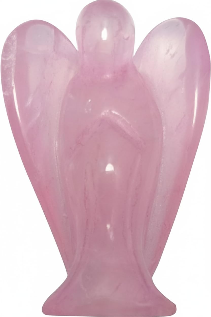 Mina Heal Guardian Angel Figurine, Pocket Size, Made Rose Quartz Gemstone Crystal Representing Love, Peace & Healing…
