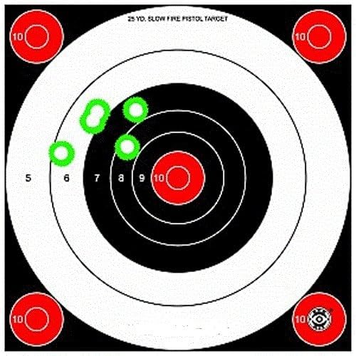 SEE-Hit B-16 with Red Center. 25 Yard Slow Fire Pistol Target (x12)
