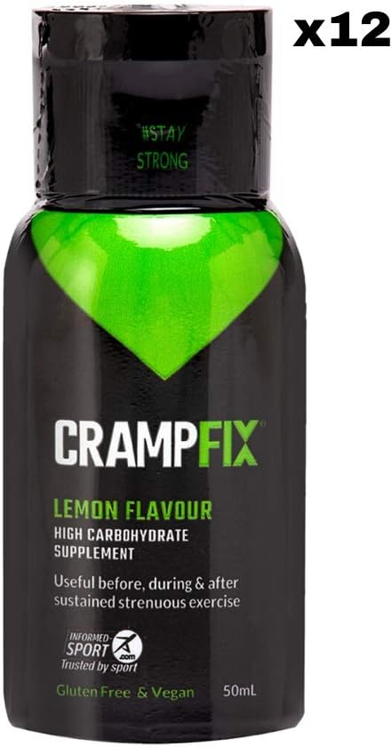 CrampFix Muscle Cramp Relief, Fast Acting Drink Prevents and Relieves, for Leg, Calf, Any Muscle, 12 Pk Small Fliptop Lid Bottle, All Natural Lemon Flavour