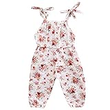 Baby Girls Halter One-pieces Floral Romper Jumpsuit Jumper Outfit Clothes (12-18M, White)