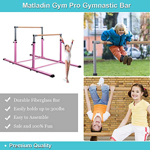 Matladin 3Play Double Horizontal Bars, Gymnastics Bars with Adjustable Height and Width, Upgraded Junior Training Bars for Kids