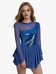 AFAVOM Sequin Figure Skating Dress for Women Girls