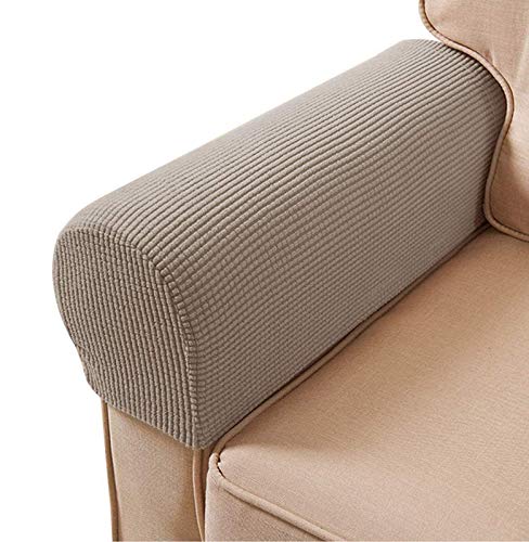 Sxspace Sofa Armrest Protectors for Armchairs, Sofas, Non-Slip Armchair, 2PCS/Set Fleece Premium Armrest Covers Stretchy Chair Sofa Couch Arm Protector Stretch Fit (Sand)