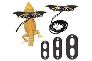 HOKABLE Bearded Dragon Leash - 3 Sizes Pack Reptile Outing Leather Wing Harness for Bearded Dragon Lizard Reptiles (Gold)
