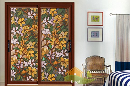 Temall Non-adhesive Static Cling Window Shades Privacy Stained Glass Vinyl Window Film Panel, 17.7 Inches By 78.7 Inches (C)