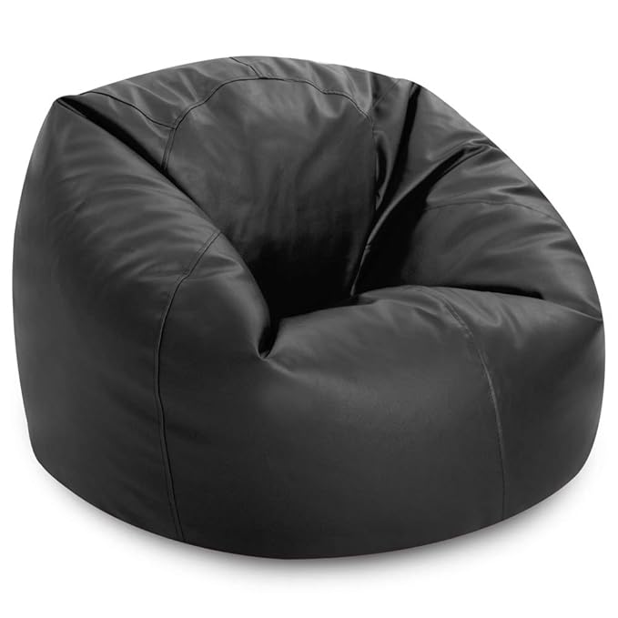 Bean Bag Bazaar® Luxuriöser XL Sitzsack Sessel aus Lederimitat – Extra Large Sitz Sack (Schwarz)