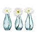 V-More Light Blue Glass Bottle Flower Bud Vase Bubble Rib Hobnail 5.6-inch Tall for Home Decor Party and Celebration (Set of 3)