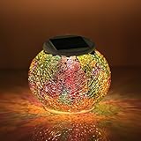 Solar Table light, GoerTek Rechargeable Outdoor/Indoor Waterproof Solar Night Lights, Color Changing Mosaic Glass LED Decoration Lights