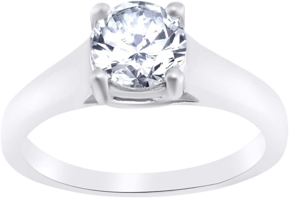 AFFY White Moissanite (0.50 Cttw) Diamond Solitaire Engagement Ring in 14k Solid Gold
