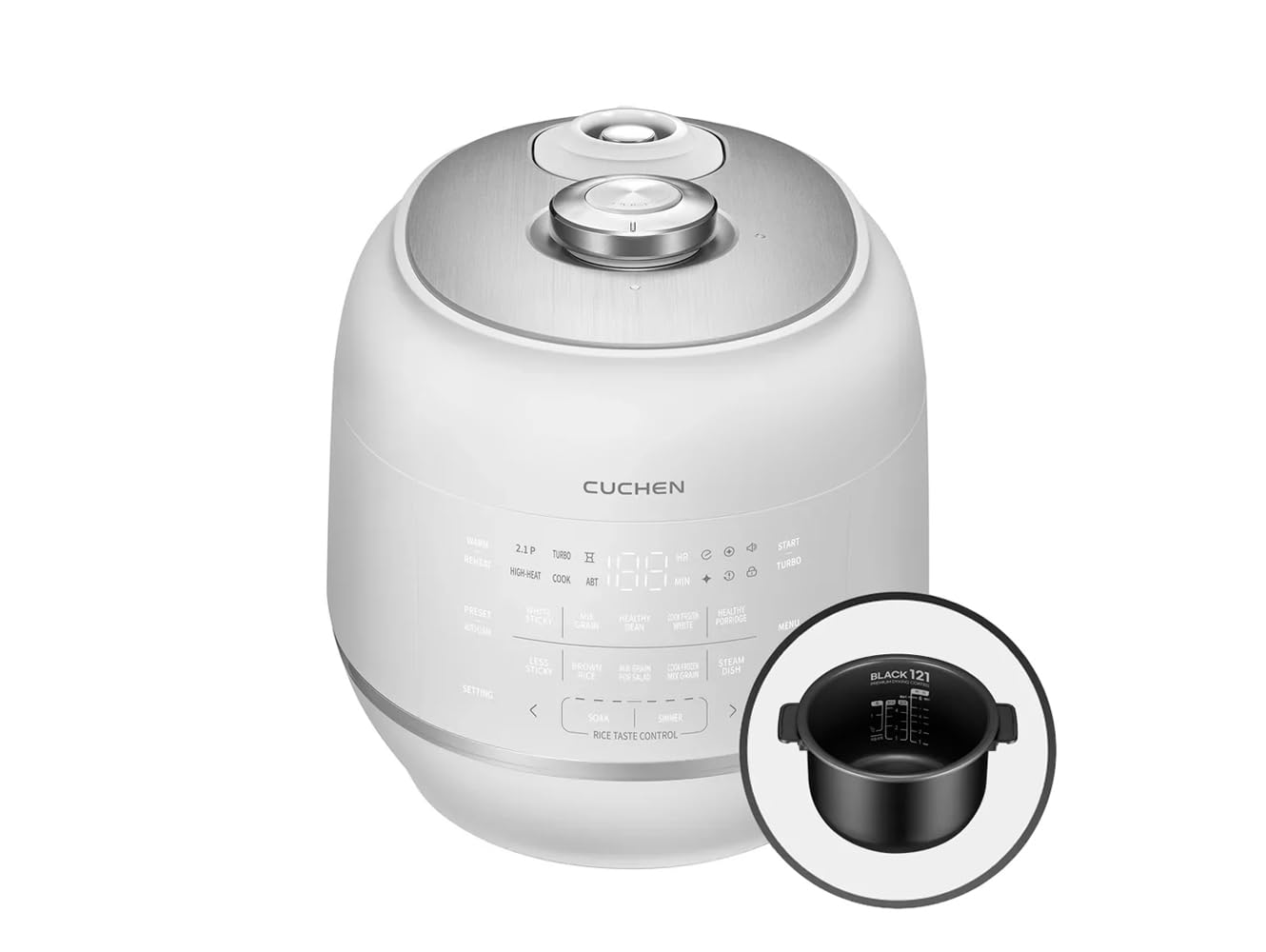 CUCHEN CRT-RPK1070WUS | IH Heating | 2.1 Ultra High-Pressure Induction Heating Rice Cooker 10 Cup (Uncooked) (1.14 quarts): 6 person serving / per use | Full Stainless Power Lock System | Auto Steam Clean | Voice Guide | Made in Korea | White