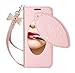 FYY Case for Galaxy S8/Samsung Galaxy S8 [RFID Blocking Wallet] [Makeup Case] Premium PU Leather Wallet Case with Cosmetic Mirror, Card Slots and Wrist Strap for Samsung Galaxy S8 Rose Gold