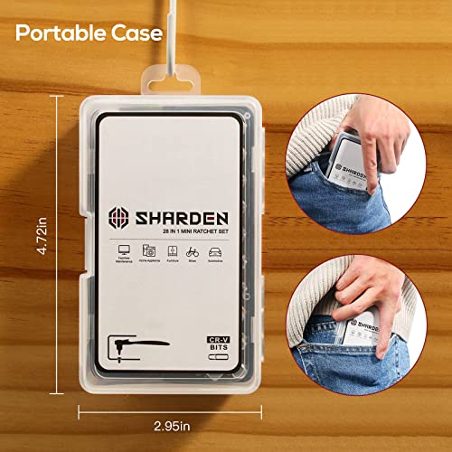 Sharden 1/4 Mini Ratchet Set 28pcs Right Angle Screwdriver and Bit with