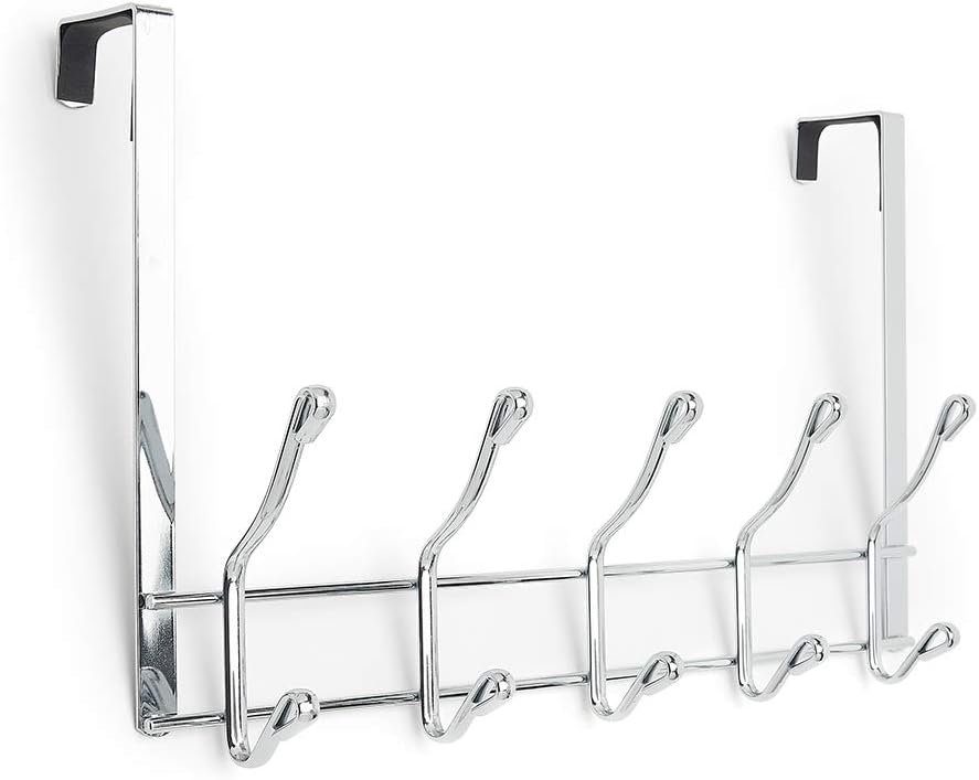 simplywire - Over Door Coat Rack - 10 Hooks - Chrome Coated Steel, 1 Pack Chrome
