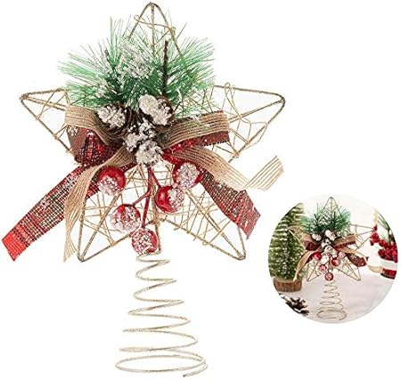 Puntale A Stella Per Albero Di Natale.Qilicz Puntale Per Albero Di Natale A Forma Di Stella 23 Cm In Metallo Glitterato Amazon It Casa E Cucina