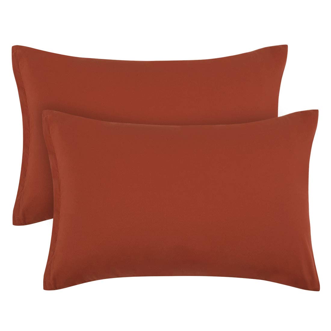 PiccoCasa Zippered Pillowcases, 100% Brushed Microfiber Polyester Pillow Case Cover, Pillow Cases Set of 2, Soft and Comfortable Rust Colour 50 x 75cm