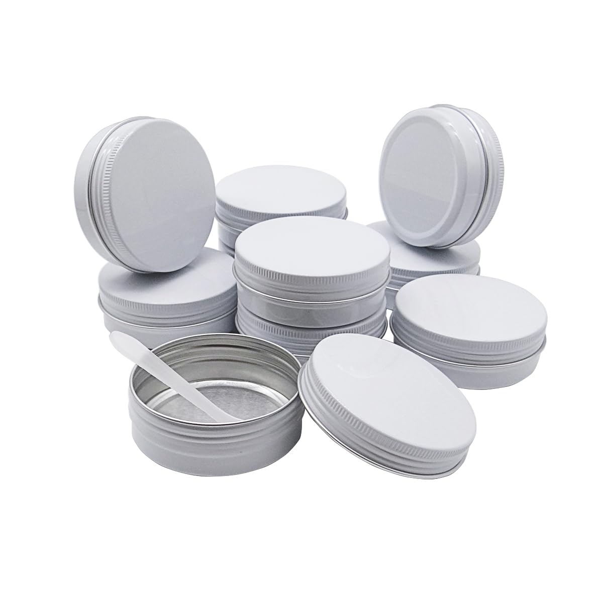 Wopanxye 10pcs 60ml Round Lip Balm Tin Cans, 60 Gram Aluminum Tins White Cosmetic Sample Containers with Screw Lid, 60g Metal Empty Storage Travel Jars for Salves, Lip Balms, Face Cream, Candle, Tea